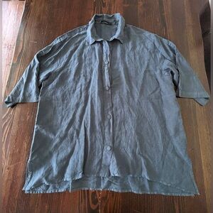 Cut Loose | Blue Tunic | NWT | Linen/Tencel | Button Down | Women’s Large‎